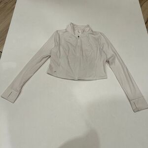 Fabletics White Long Sleeve Crop Top Women’s XL High Neck Activewear